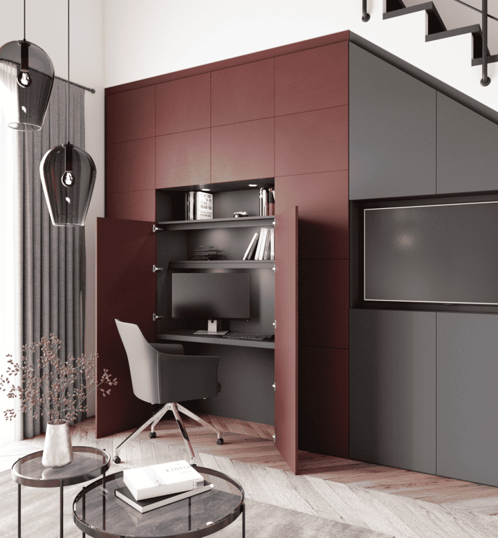 BUREAU SOUS PENTE OU SOUS ESCALIER AVEC RANGEMENTS en sur mesure à Orleans