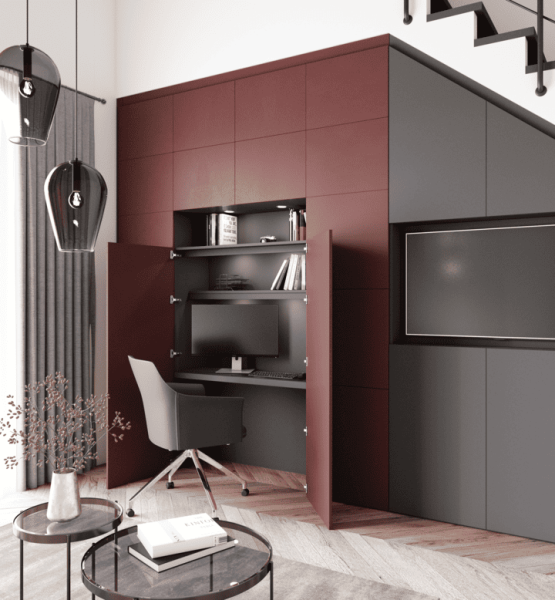 BUREAU SOUS PENTE OU SOUS ESCALIER AVEC RANGEMENTS en sur mesure à Orleans